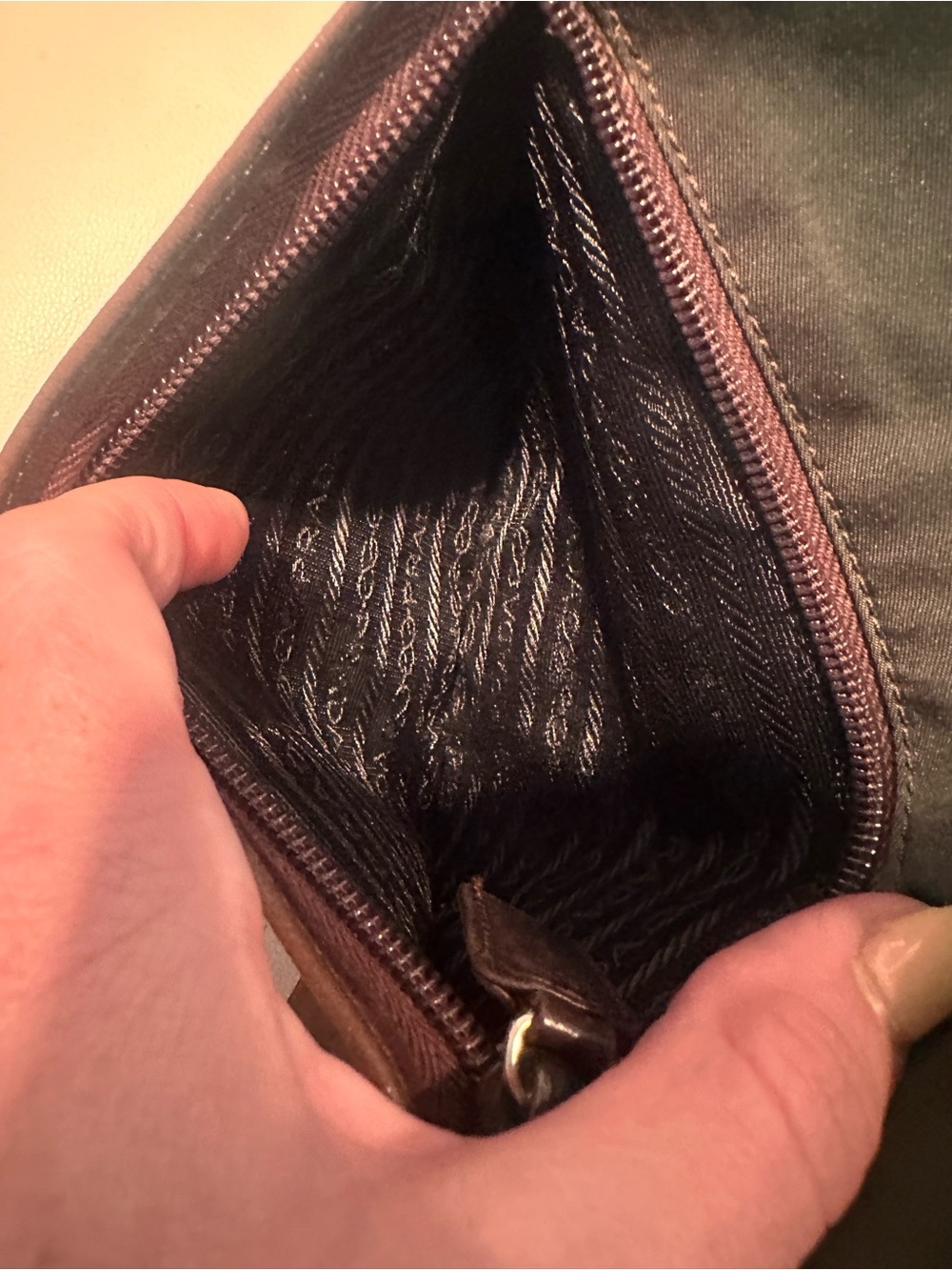 Prada Brown Leather & Green Nylon Messenger Bag - Picture 4 of 7